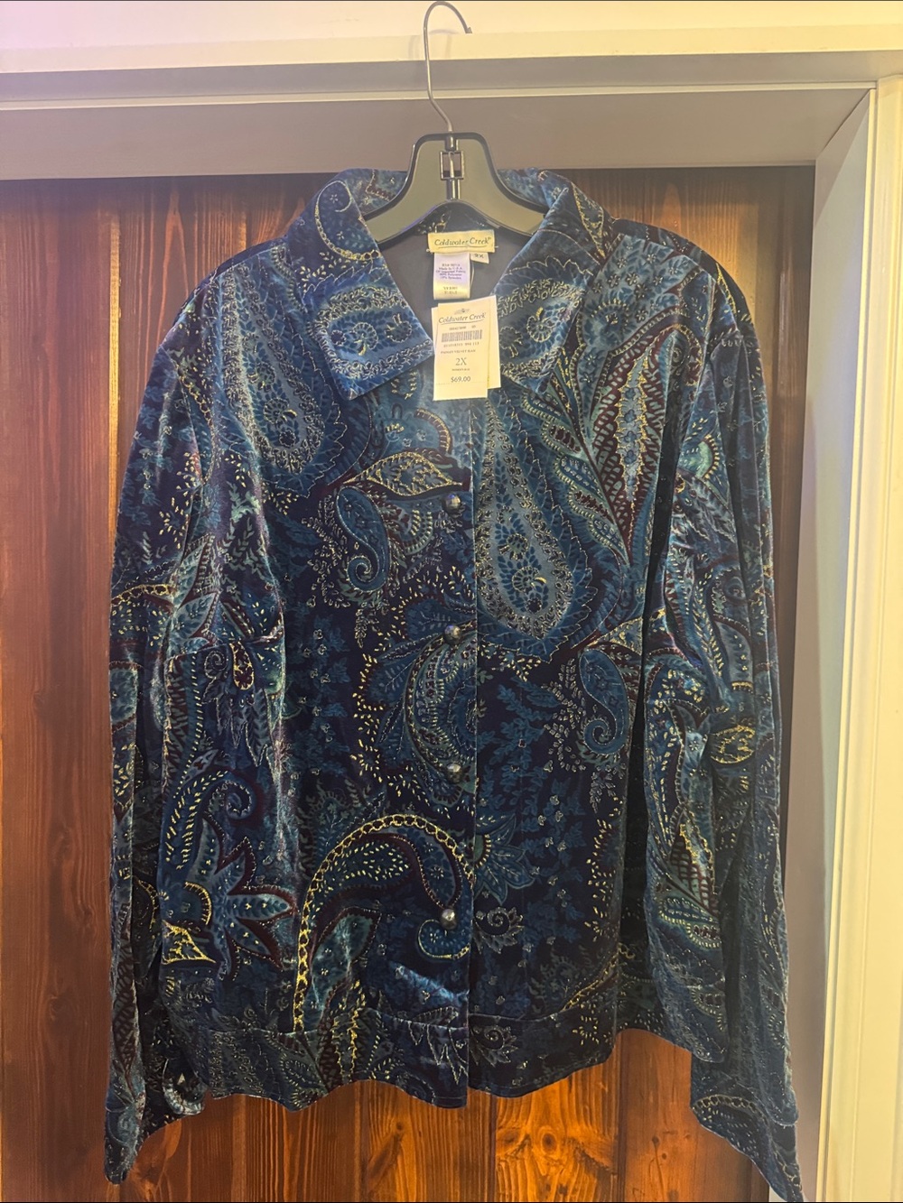 Coldwater Creek Velvet Paisley Jacket in Blue and Navy